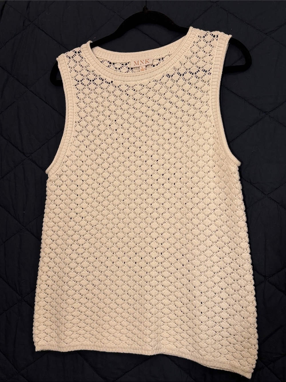 MNK Cream Crochet Knit Tank Top
